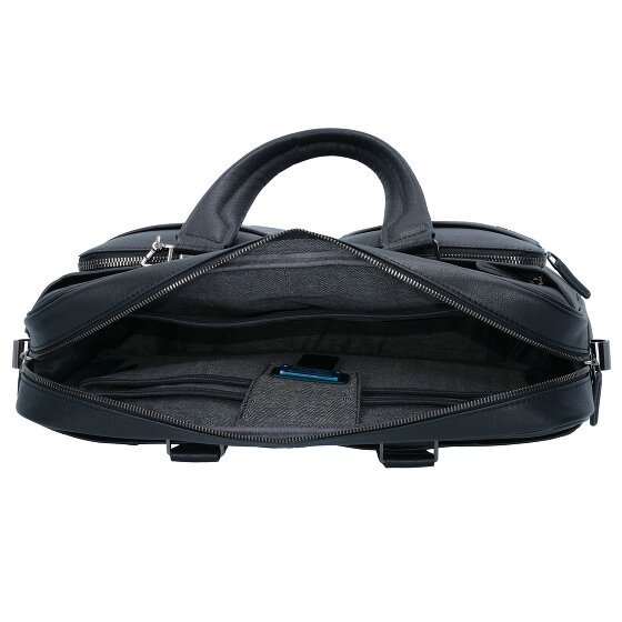 Piquadro Cartella quadrata nera in pelle 39 cm Scomparto per laptop