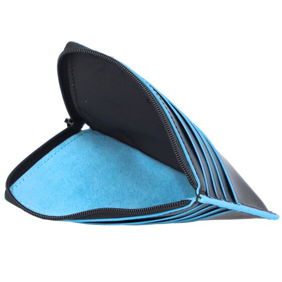 Piquadro Custodia quadrata blu per carte di credito RFID in pelle 12 cm