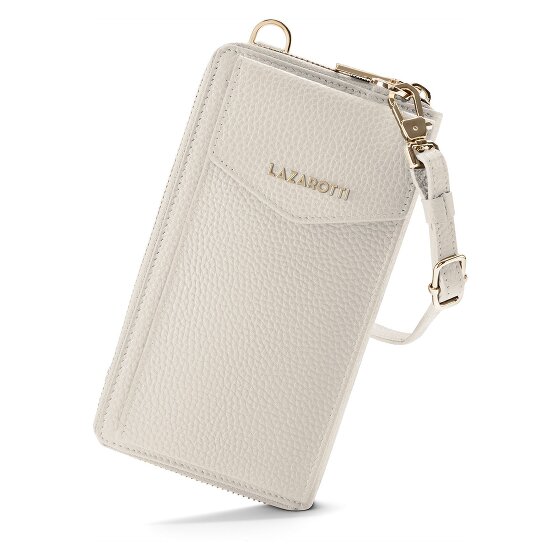 Lazarotti Portafoglio con chiusura a zip in pelle di Bologna, custodia per cellulare, 19 cm