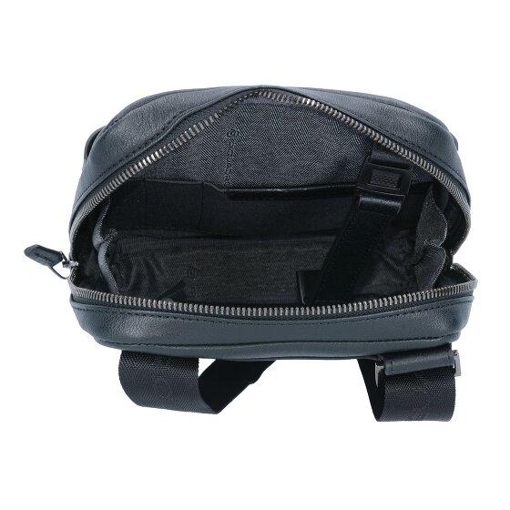 Piquadro Borsa a tracolla quadrata nera in pelle 17 cm