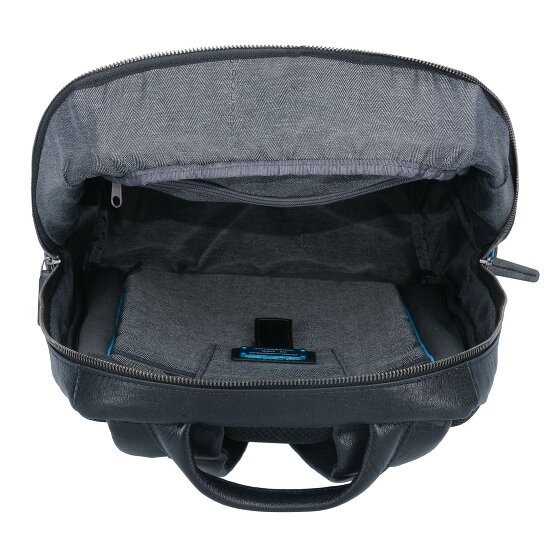 Piquadro Zaino nero quadrato in pelle 39 cm Scomparto per laptop