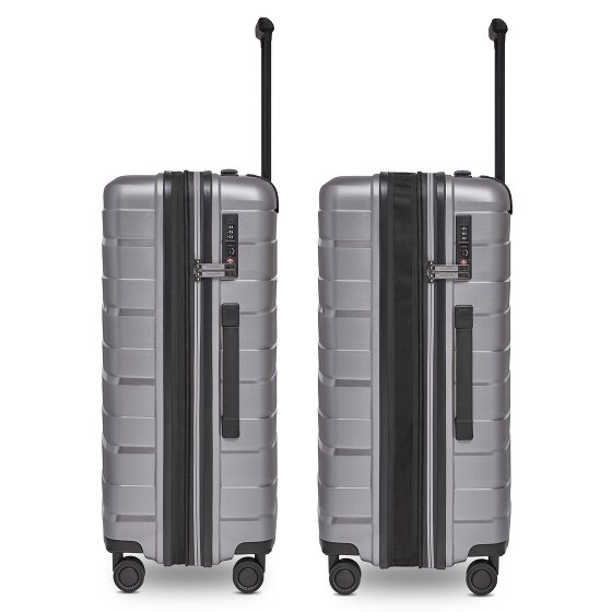 Bergpfeil Set di valigie da viaggio a 4 ruote, 3 pezzi, con ripiegamento elastico