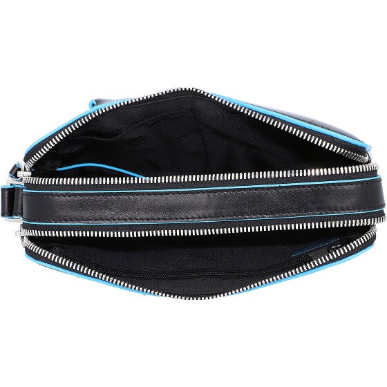 Piquadro Borsa da polso quadrata in pelle blu da 21 cm