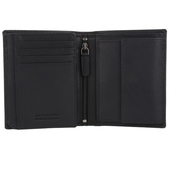 Greenburry Pure Black Portafoglio Protezione RFID Pelle 10.5 cm