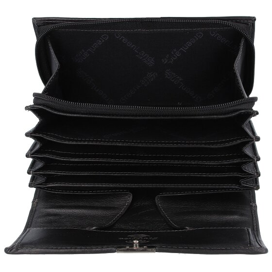 Greenland Nature Portafoglio da cameriere in nappa nera RFID in pelle 18 cm