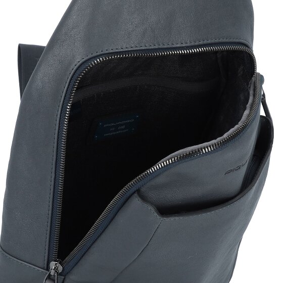 Piquadro Borsa a tracolla quadrata nera in pelle 20 cm