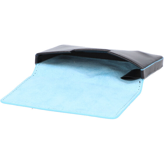 Piquadro Porta biglietti da visita quadrato blu in pelle 10 cm