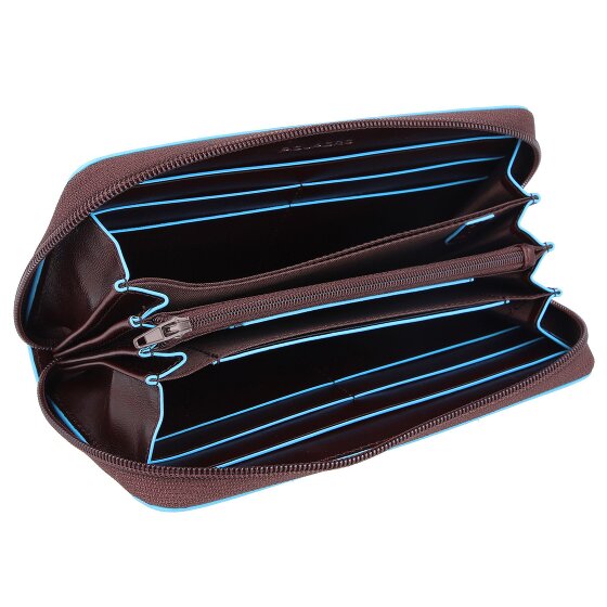 Piquadro Portafoglio quadrato blu RFID in pelle 19 cm