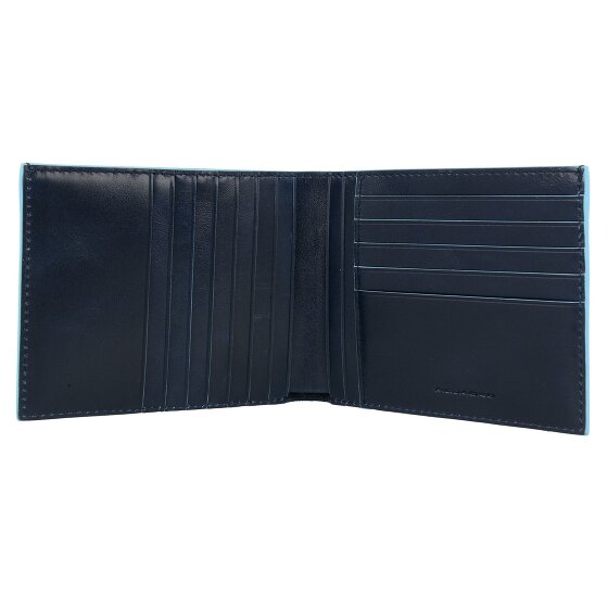 Piquadro Portacarte di credito quadrato blu in pelle 12,5 cm