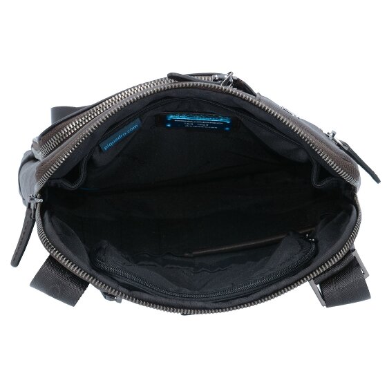 Piquadro Borsa a tracolla quadrata nera in pelle 24 cm