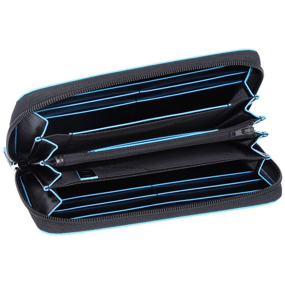 Piquadro Portafoglio quadrato blu RFID in pelle 19 cm