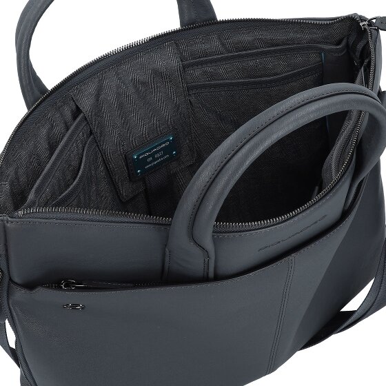 Piquadro Cartella quadrata nera in pelle 42 cm Scomparto per laptop