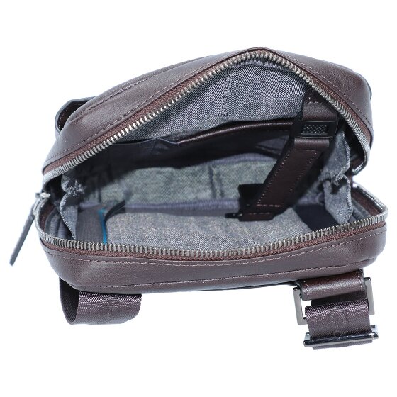 Piquadro Borsa a tracolla quadrata nera in pelle 17 cm