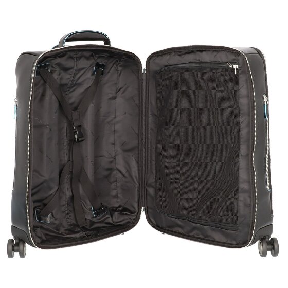 Piquadro Trolley blu quadrato a 4 ruote in pelle 55 cm con scomparto per laptop