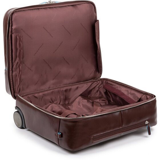 Piquadro Trolley business blu quadrato a 2 ruote in pelle con scomparto per laptop da 37 cm