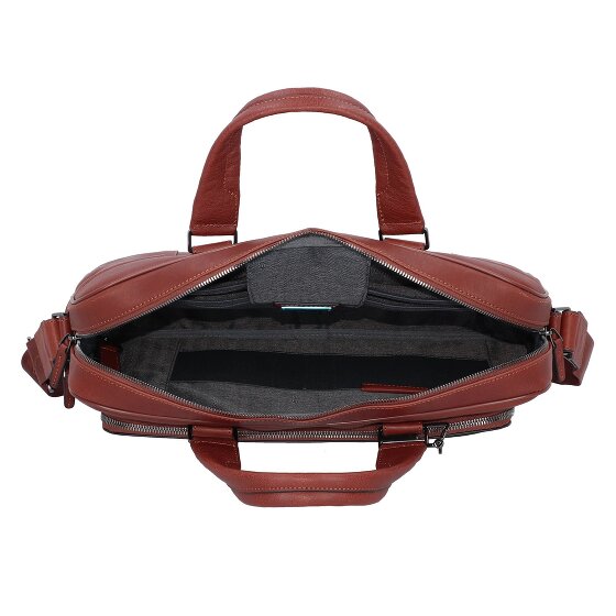 Piquadro Cartella quadrata nera in pelle 40 cm Scomparto per laptop