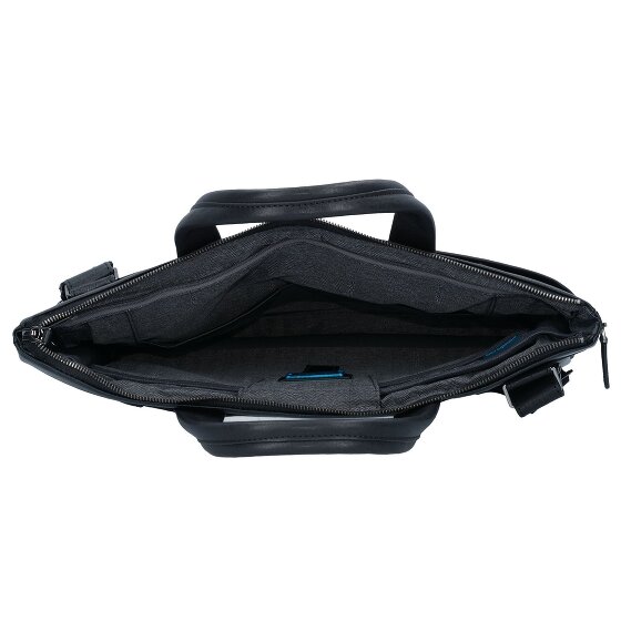 Piquadro Cartella quadrata nera in pelle 42 cm Scomparto per laptop
