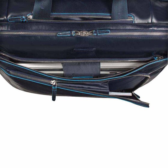 Piquadro Trolley business blu quadrato a 2 ruote in pelle con scomparto per laptop da 51 cm