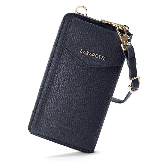Lazarotti Portafoglio con chiusura a zip in pelle di Bologna, custodia per cellulare, 19 cm