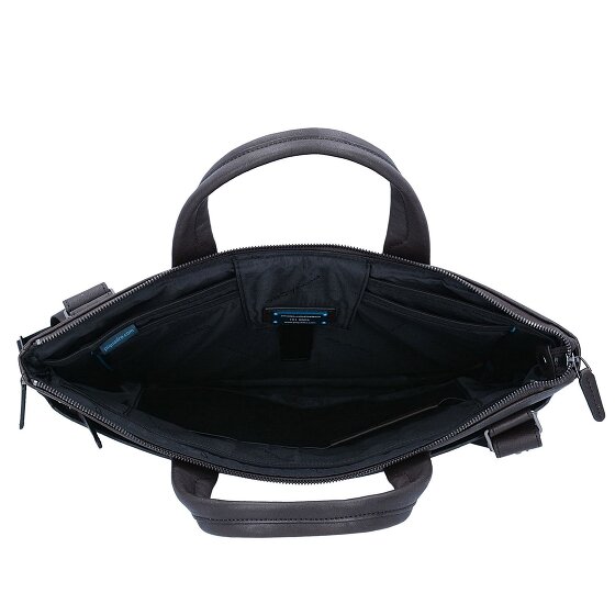 Piquadro Cartella quadrata nera in pelle 42 cm Scomparto per laptop