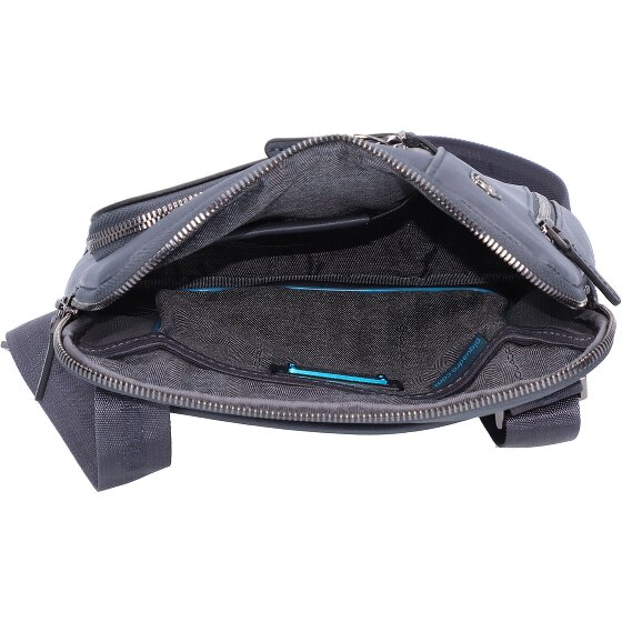 Piquadro Borsa a tracolla quadrata nera in pelle 24 cm