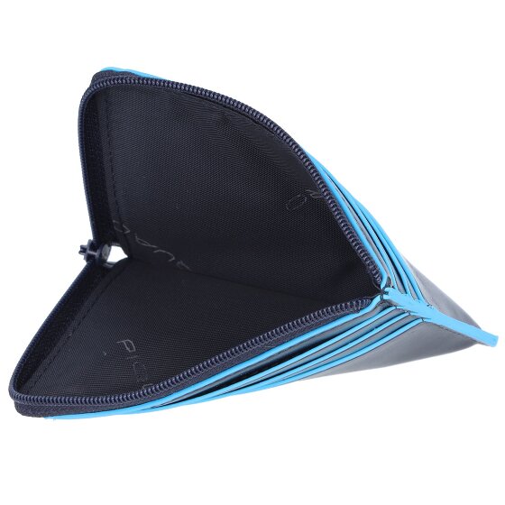 Piquadro Custodia per carte di credito RFID quadrata blu in pelle 11 cm