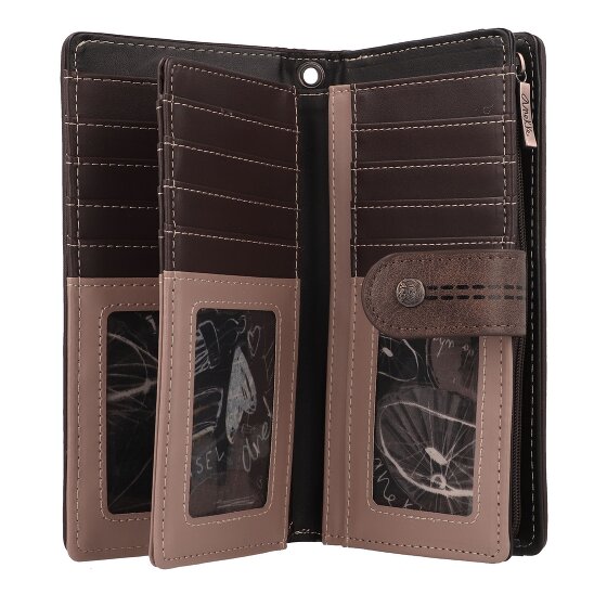Anekke Shoen Brown Portafoglio Protezione RFID 19 cm