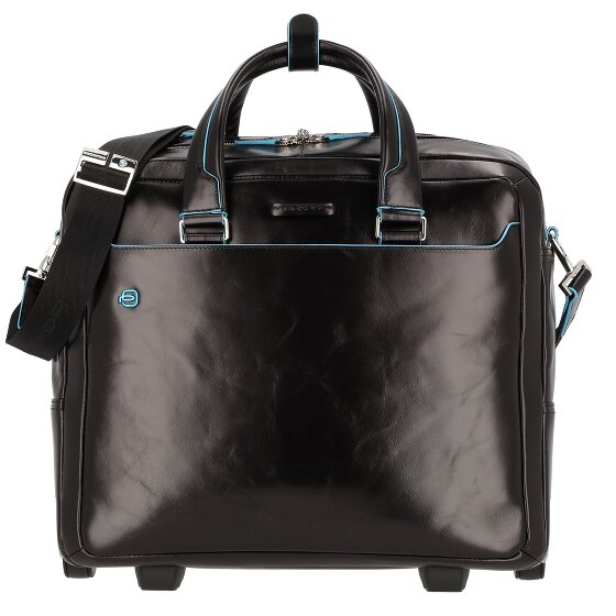 Piquadro Trolley business blu quadrato a 2 ruote in pelle con scomparto per laptop da 36 cm