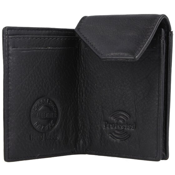 Greenland Nature Portafoglio in nappa nera RFID in pelle 7 cm