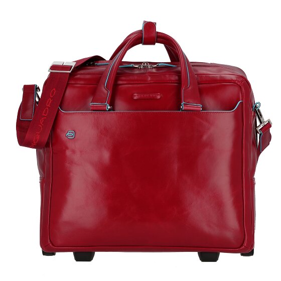 Piquadro Trolley business blu quadrato a 2 ruote in pelle con scomparto per laptop da 36 cm