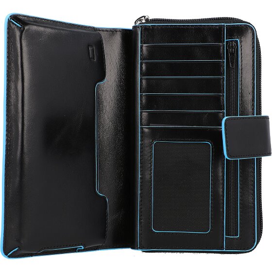 Piquadro Portafoglio quadrato blu RFID in pelle 17,5 cm