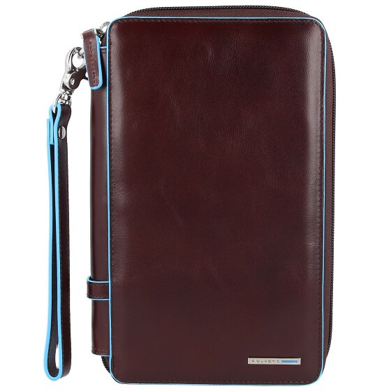 Piquadro Custodia per passaporto da viaggio quadrata blu in pelle 14 cm