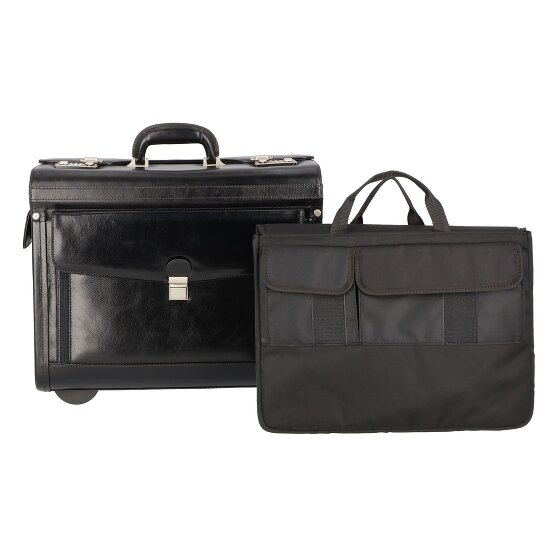 Dermata 2 ruote Carrello pilota Pelle 39 cm Scomparto per laptop Dermata 2 ruote Carrello pilota Pelle 39 cm Scomparto per laptop