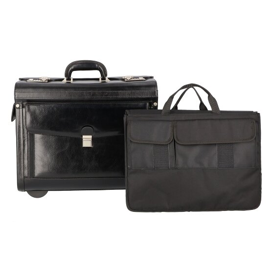 Dermata 2 ruote Trolley pilota Vera Pelle 39 cm Vano porta PC