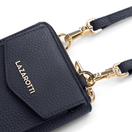 Lazarotti Portafoglio con chiusura a zip in pelle di Bologna, custodia per cellulare, 19 cm