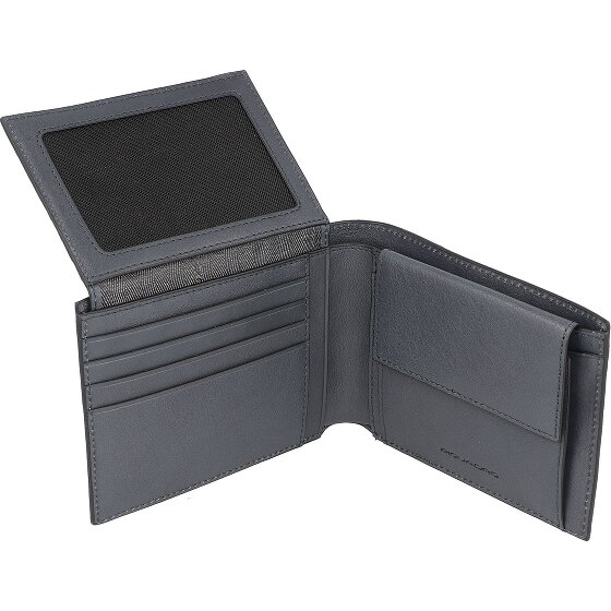 Piquadro Portafoglio quadrato nero RFID in pelle 12,5 cm