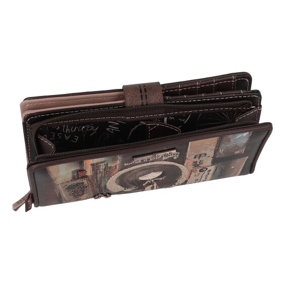 Anekke Shoen Brown Portafoglio Protezione RFID 19 cm