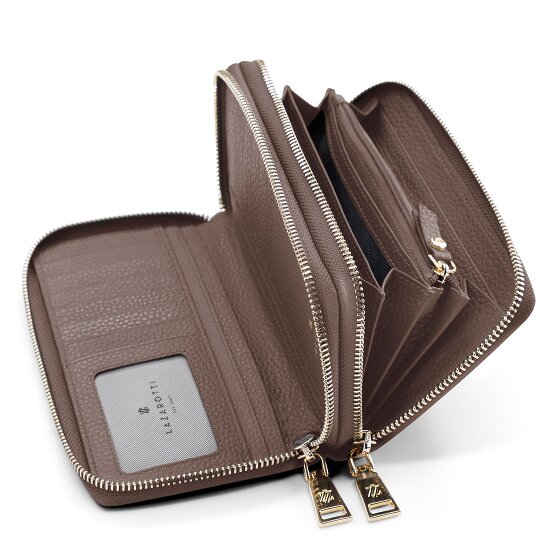 Lazarotti Portafoglio Bologna in pelle XL con doppia chiusura a zip, protezione RFID, 20 cm