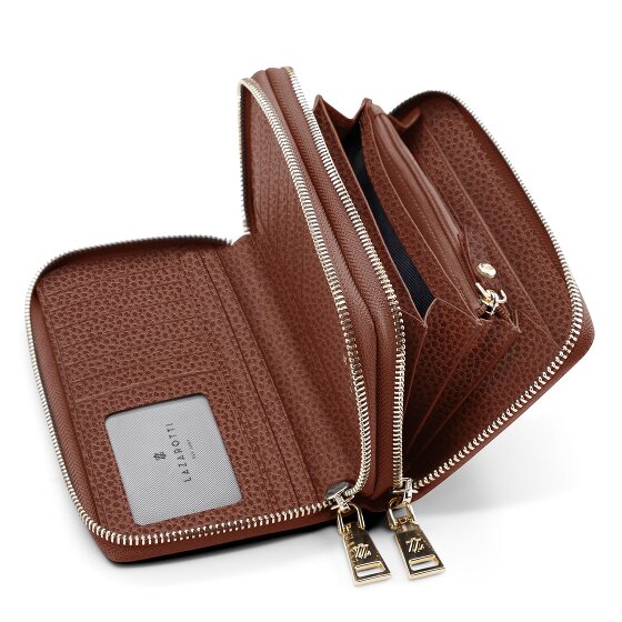 Lazarotti Portafoglio Bologna in pelle XL con doppia chiusura a zip, protezione RFID, 20 cm