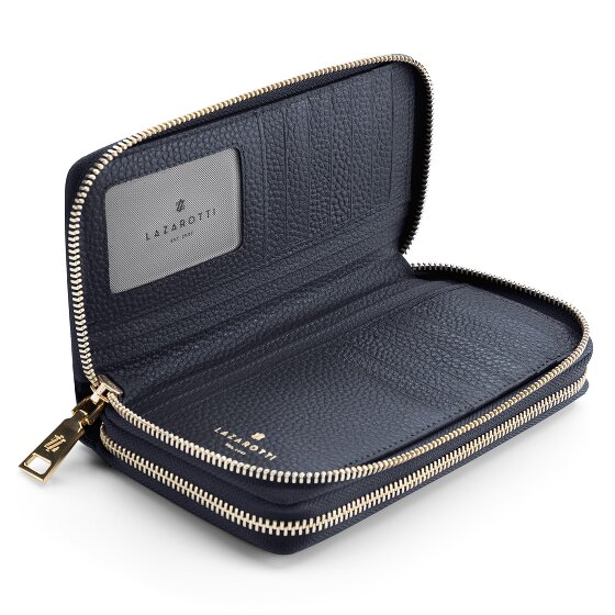 Lazarotti Portafoglio Bologna in pelle XL con doppia chiusura a zip, protezione RFID, 20 cm