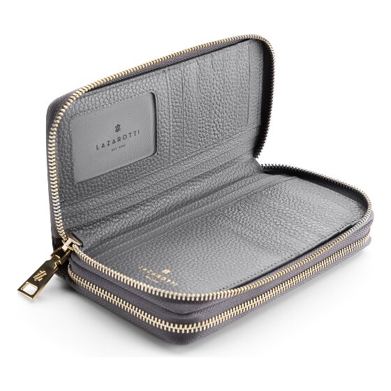 Lazarotti Bologna Leather XL Portafoglio con doppia zip in pelle RFID 20 cm