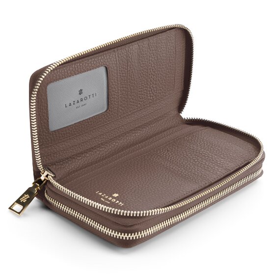 Lazarotti Portafoglio Bologna in pelle XL con doppia chiusura a zip, protezione RFID, 20 cm