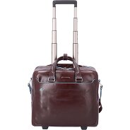 Piquadro Trolley business blu quadrato a 2 ruote in pelle con scomparto per laptop da 36 cm Foto del prodotto