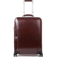 Piquadro Trolley blu quadrato a 4 ruote in pelle 55 cm con scomparto per laptop Foto del prodotto
