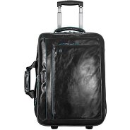 Piquadro Trolley business blu quadrato a 2 ruote in pelle con scomparto per laptop da 51 cm Foto del prodotto