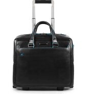 Piquadro Trolley business blu quadrato a 2 ruote in pelle con scomparto per laptop da 36 cm Foto del prodotto