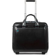 Piquadro Trolley business blu quadrato a 2 ruote in pelle con scomparto per laptop da 37 cm Foto del prodotto