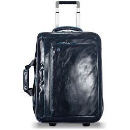Piquadro Trolley business blu quadrato a 2 ruote in pelle con scomparto per laptop da 51 cm  Variante 2