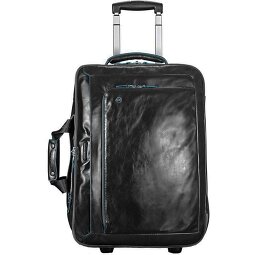 Piquadro Trolley business blu quadrato a 2 ruote in pelle con scomparto per laptop da 51 cm  Variante 4
