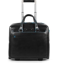 Piquadro Trolley business blu quadrato a 2 ruote in pelle con scomparto per laptop da 36 cm  Variante 1